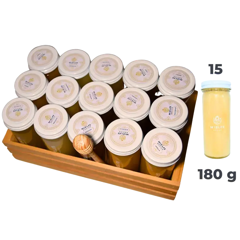 Paquete de miel de abeja de 15 flores diferentes, 15 x 180g