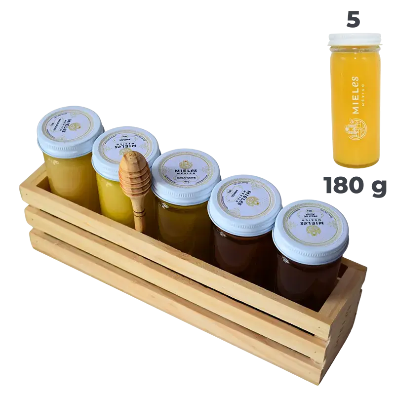 Paquete de miel de abeja de 5 flores diferentes, 5 x 180g